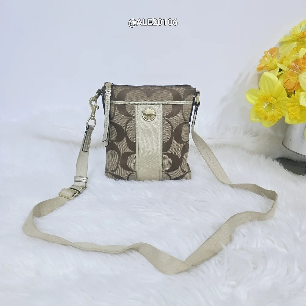 Coach Brown and Cream Crossbody Bag